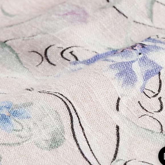 Express Floral Linen-Blend Puff Shoulder Tie Waist Romper Sz. M - Picture 4 of 15